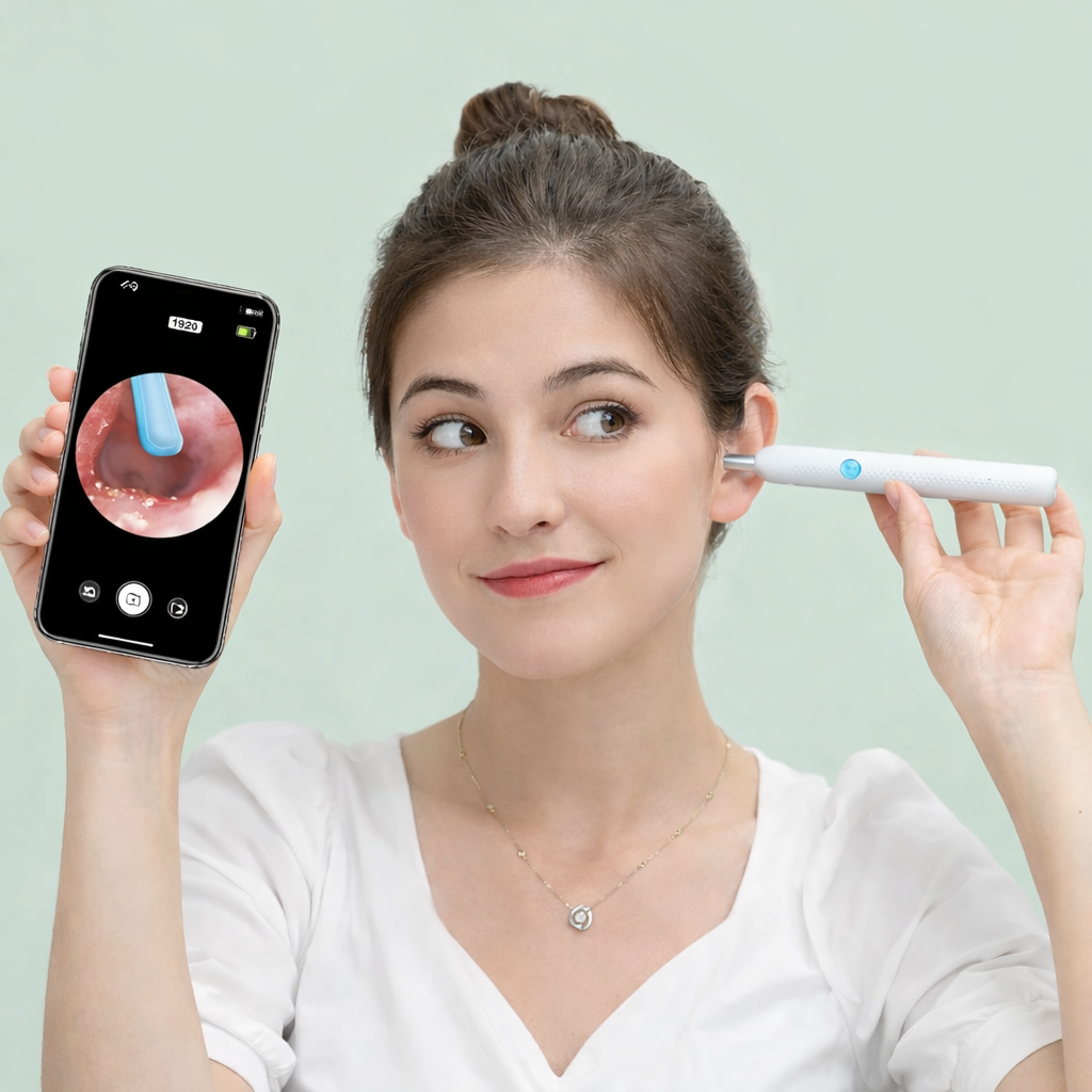 Limpia tus Oídos con Seguridad: Otoscopio Inteligente 1296P HD con Cámara WiFi y Visión 360° – Mira en Tiempo Real desde tu Móvil.