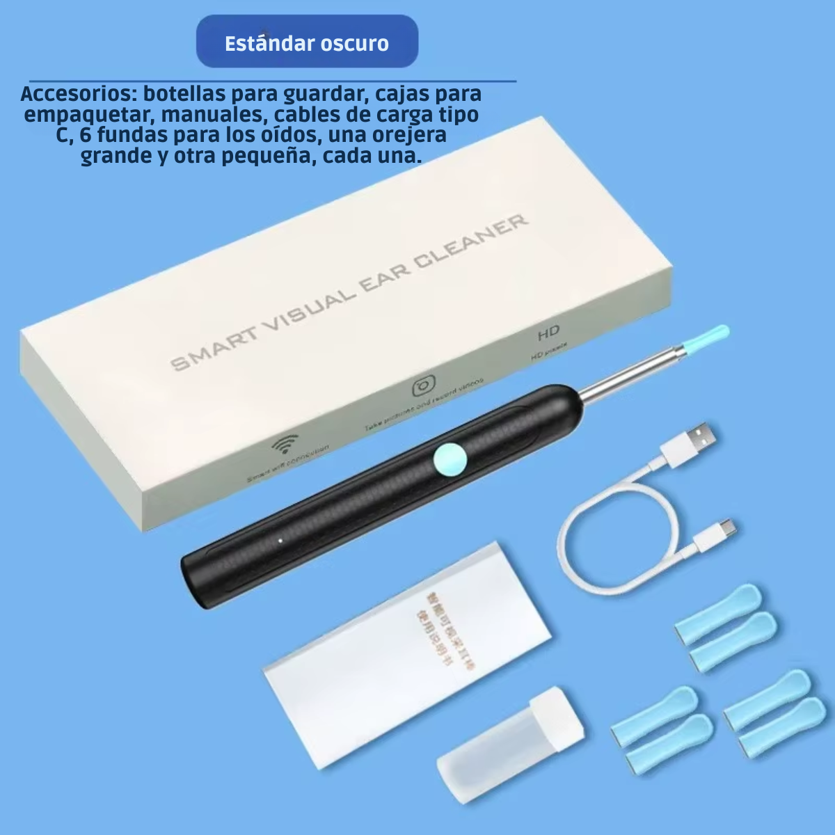 Limpia tus Oídos con Seguridad: Otoscopio Inteligente 1296P HD con Cámara WiFi y Visión 360° – Mira en Tiempo Real desde tu Móvil.