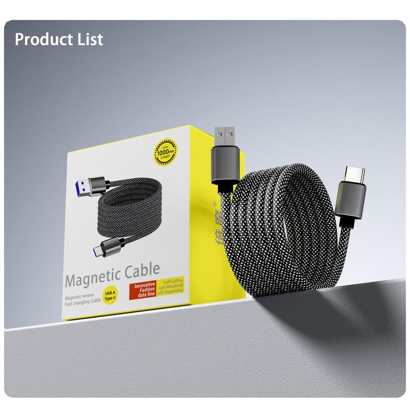 USB-C Android Magnetic Braided Data Android Only Cable - 65W Fast Charging & Data Sync for Phones, Tablets, Laptops (USB a & Type C) - Android Auto